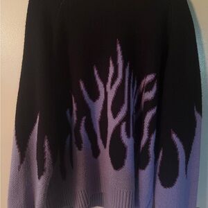 ROMWE Black and Purple Flame Sweater